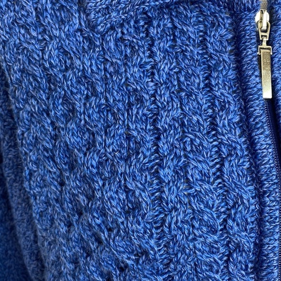 Irish Aran Co 100% Wool Cardigan Zip Front Blue - Picture 8 of 10